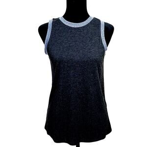 Banana Republic Dark Gray Silver Shine Trim Knit Shell Tank Top Women Size Small
